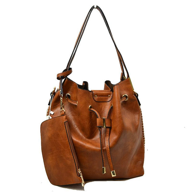 Deanna Drawstring Bucket Bag Satchel