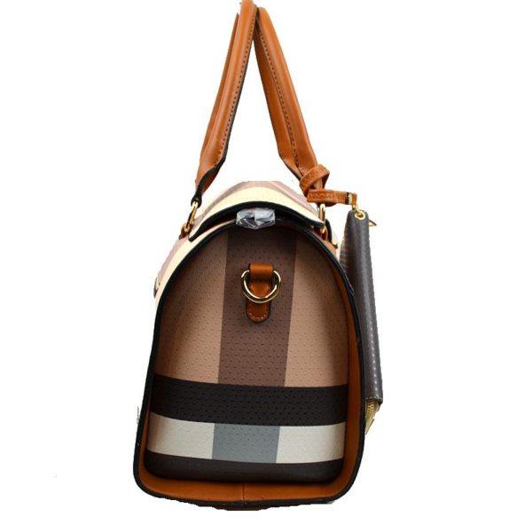 Heather Plaid Satchel with Matching Wallet