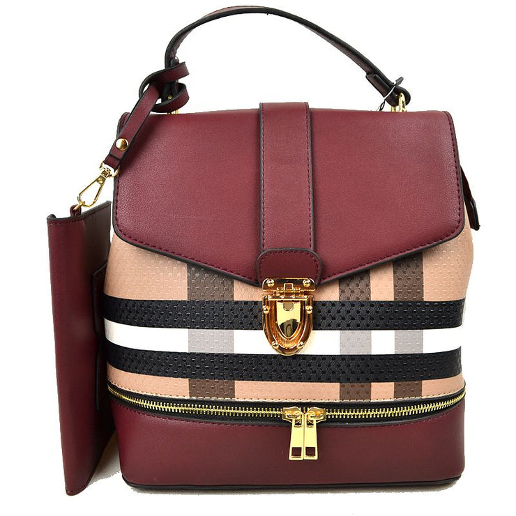 Briton Plaid Convertible Backpack Satchel