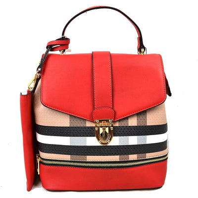 Plaid Backpack. Red Backpack with zipper