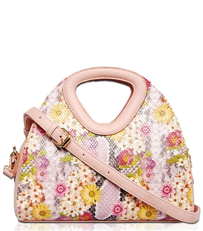 Flower Crossbody Bag and Satchel.  Embossed flowers handbag. 