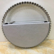 Half Moon Rhinestone Wedding Prom Dinner Evening Clutch