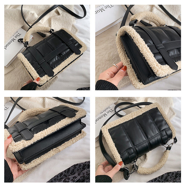 Shearling/Sherpa Structured Satchel