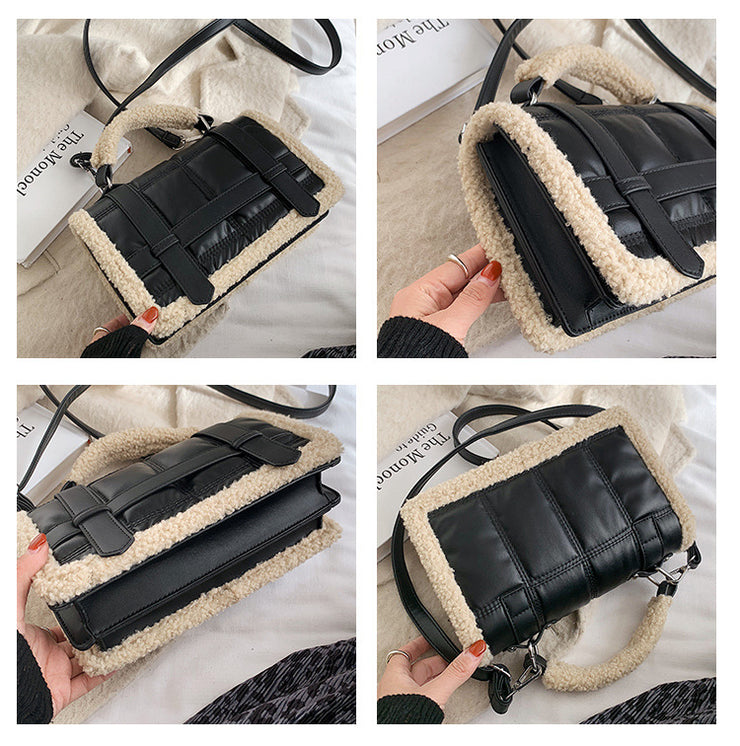 Shearling/Sherpa Structured Satchel