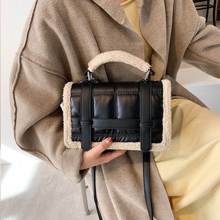 Shearling/Sherpa Structured Satchel