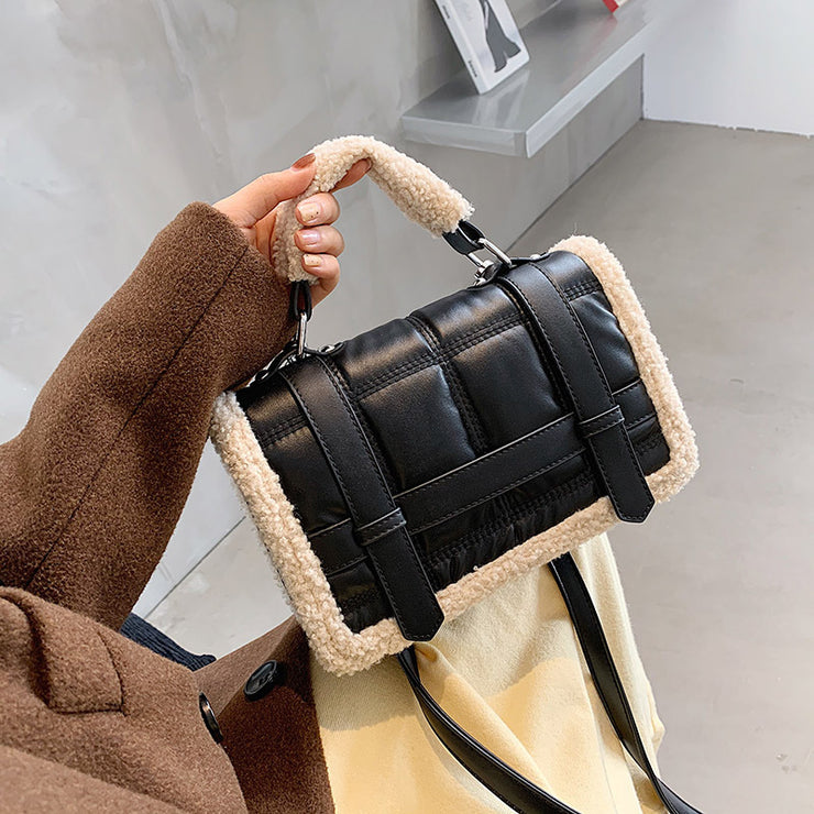 Shearling/Sherpa Structured Satchel