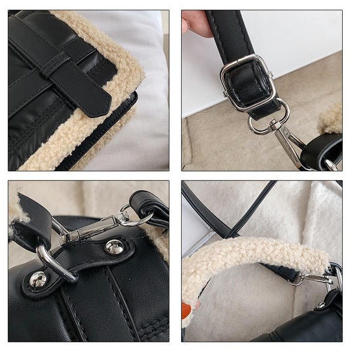 Shearling/Sherpa Structured Satchel