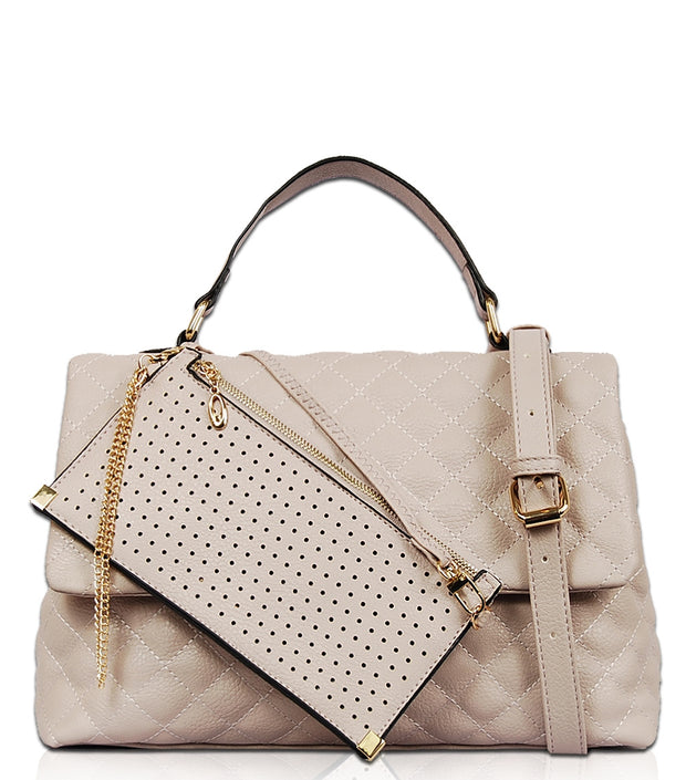 Classy quilted Satchel with bonus Wristlet