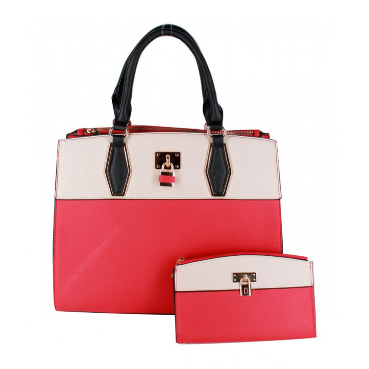 Trenton Structured Satchel with Decorative Lock