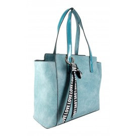 Karen Tote with Love Text Ribbon