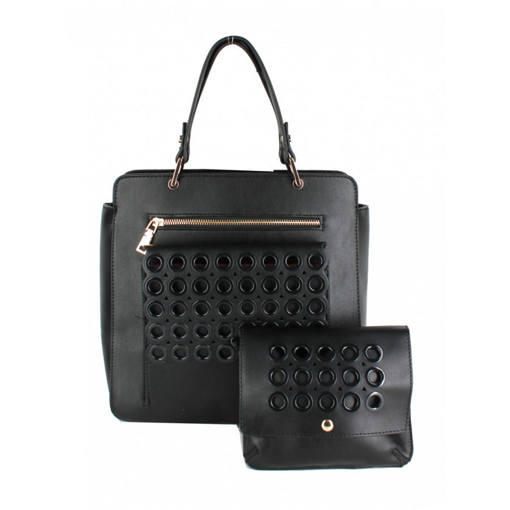 Neuvo Satchel with Circle Cut Outs- Includes Matching Waist Bag