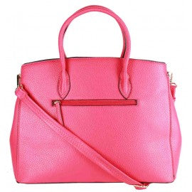 Lexi Two Tone Satchel with Decorative Lock, Includes Matching Wallet