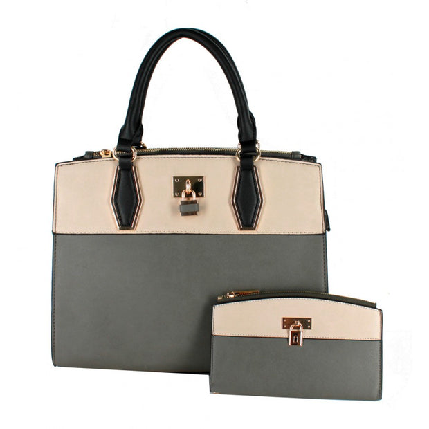 Trenton Structured Satchel with Decorative Lock