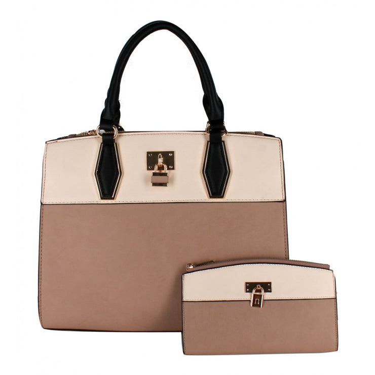 Trenton Structured Satchel with Decorative Lock