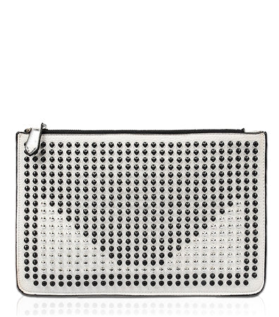 White Pewter Stud Crossbody and Clutch