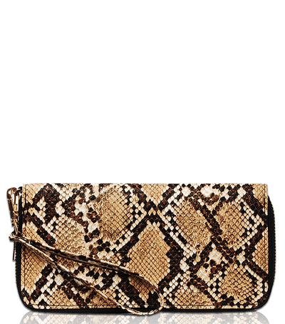 Brown Snakeskin Vegan Leather Wallet and Wristlet