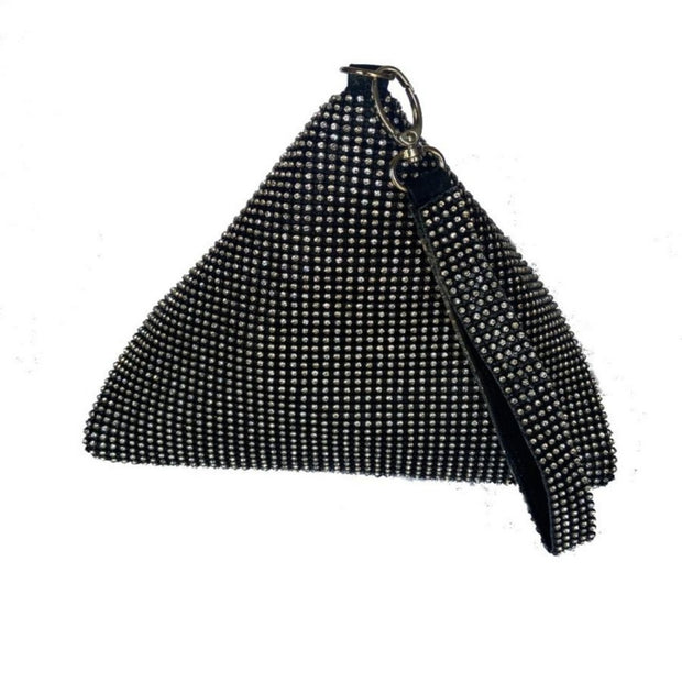 Triangular Rhinestone Wristlet Evening Bag