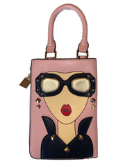 Face with Glasses Handbag Purse. Conversation Purse. 