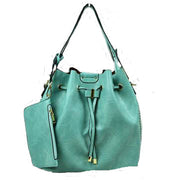 Drawstring Handbag Satchel with matching wristlet. 